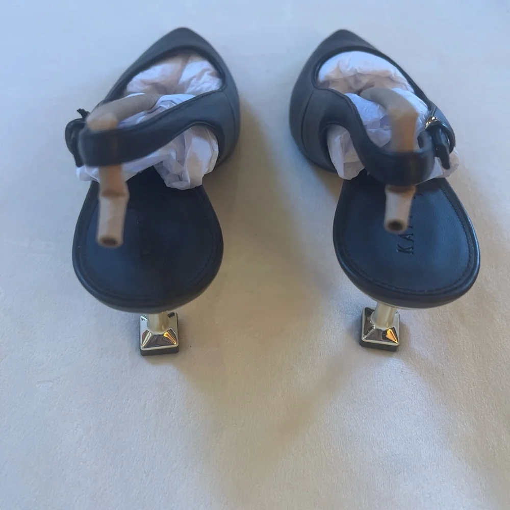 Katy Perry Collections size 6 Oceanview Sling Back Coffee Faux Nappa Gold Heel